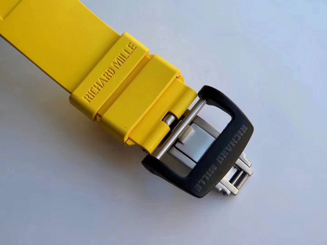 Richard Mille RM35-02 RAFA Carbon Skeleton Automatic Watch Yellow Rubber Strap (Custom)
