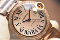Cartier Ballon Bleu Rose Gold Diamond Bezel Automatic Watch with Bracelet