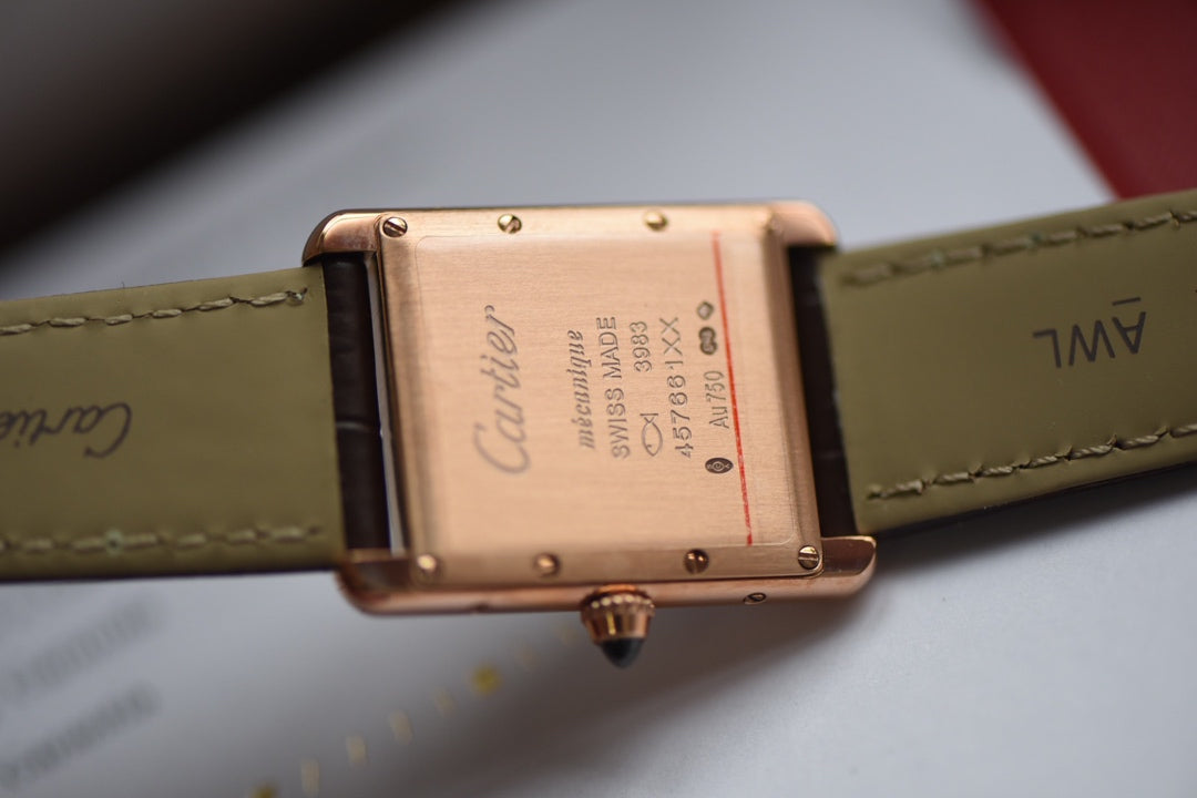 Cartier Tank Must Rose Gold Diamond Bezel Watch