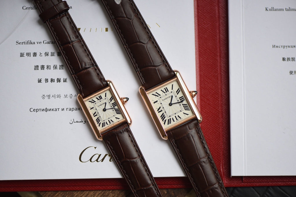 Cartier Tank Must Rose Gold Diamond Bezel Watch