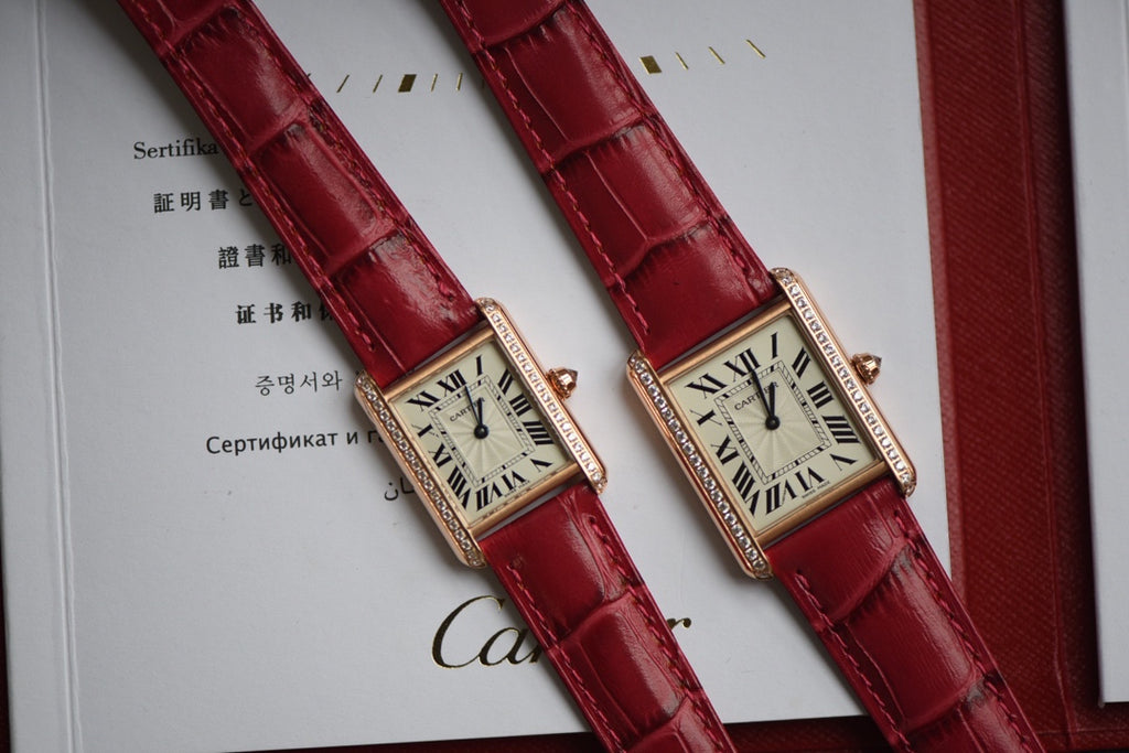 Cartier Tank Must Rose Gold Diamond Bezel Watch