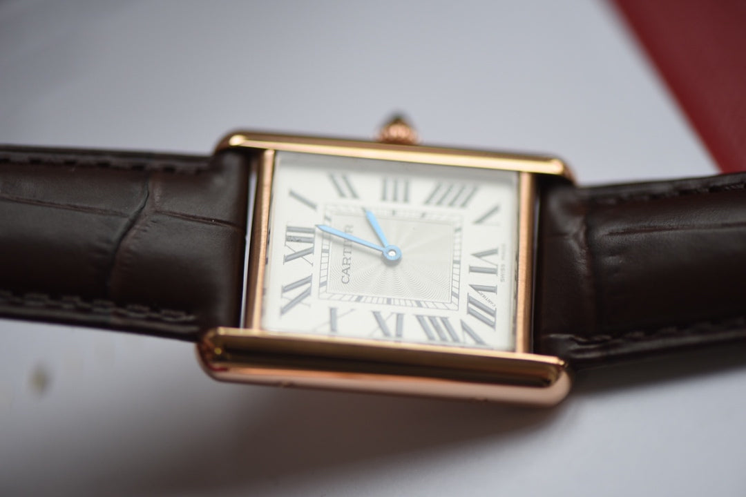 Cartier Tank Must Rose Gold Diamond Bezel Watch
