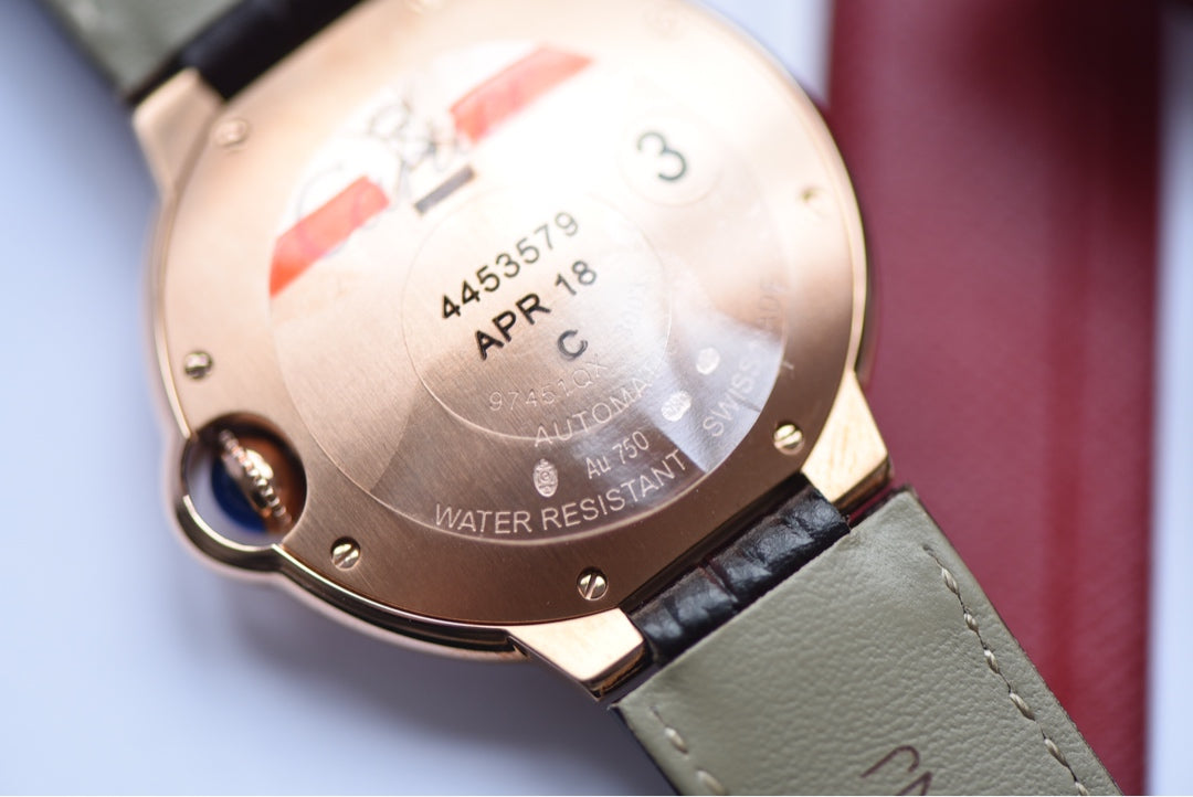 Cartier Ballon Bleu Rose Gold Diamond Bezel Automatic Watch