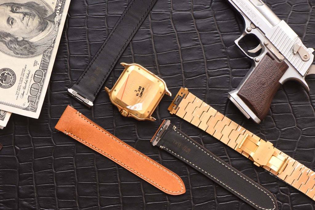 Cartier Santos Blue Dial Watch with Interchangeable Straps