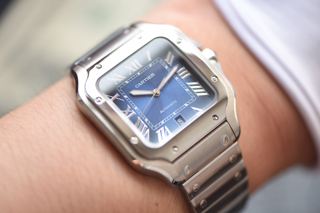 Cartier Santos de Cartier Blue Dial Two-Tone Automatic Watch