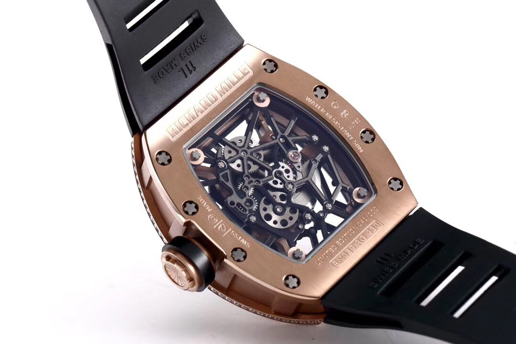 Richard Mille RM035 Americas Rose Gold Full Diamond Skeleton Automatic Watch (Custom)