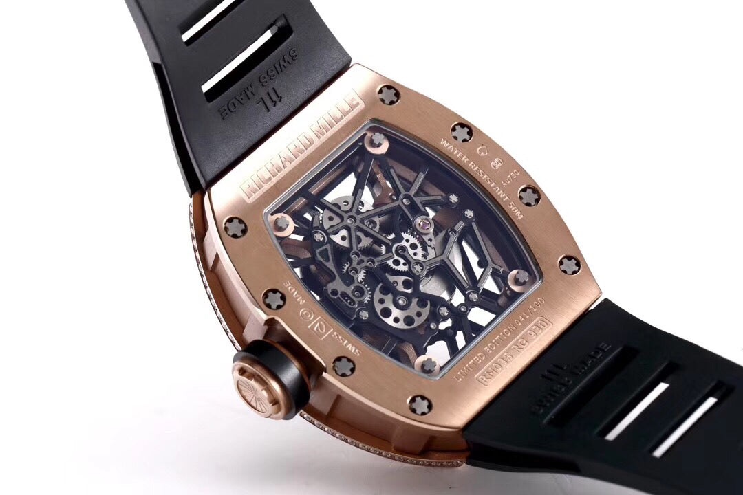 Richard Mille RM035 Americas Rose Gold Full Diamond Skeleton Automatic Watch (Custom)