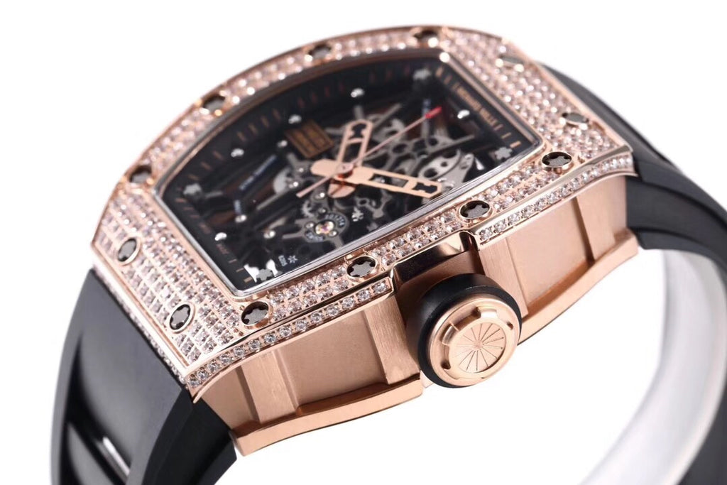 Richard Mille RM035 Americas Rose Gold Full Diamond Skeleton Automatic Watch (Custom)
