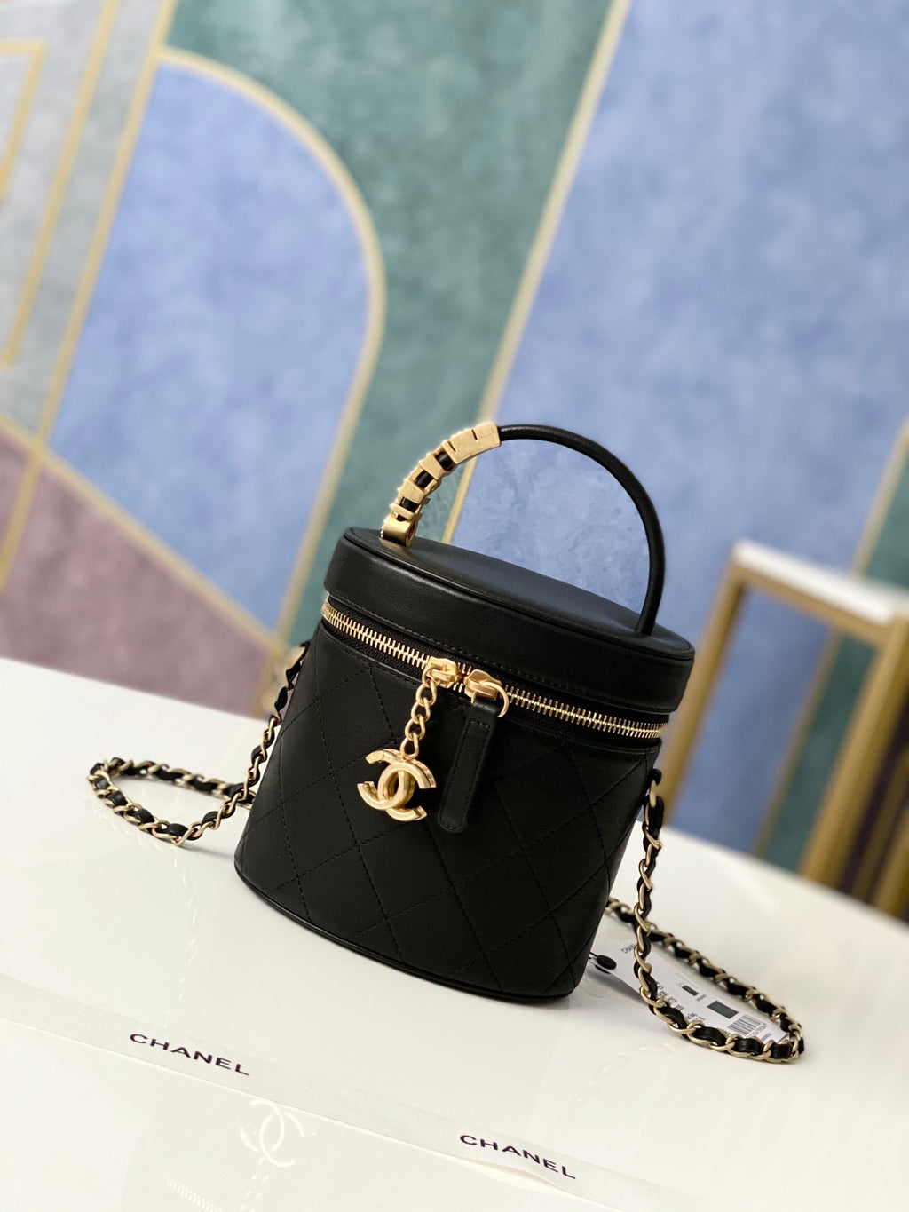 Chanel Black Quilted Lambskin Vanity Case Chain Bag (Custom)