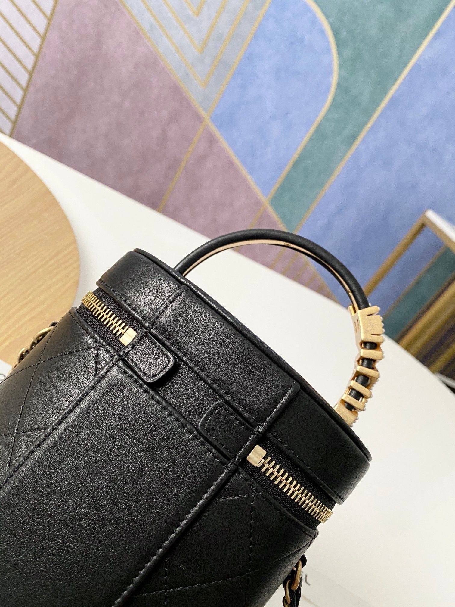 Chanel Black Quilted Lambskin Vanity Case Chain Bag (Custom)