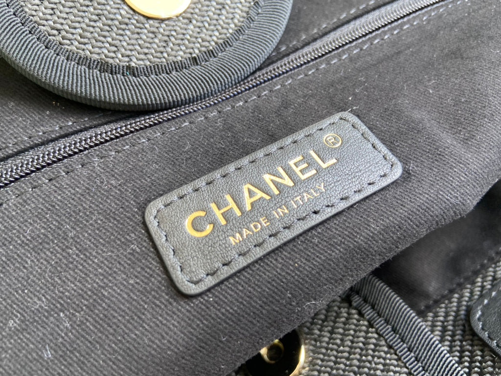 Chanel Black Canvas Deauville Large Shopping Tote Bag (Custom)