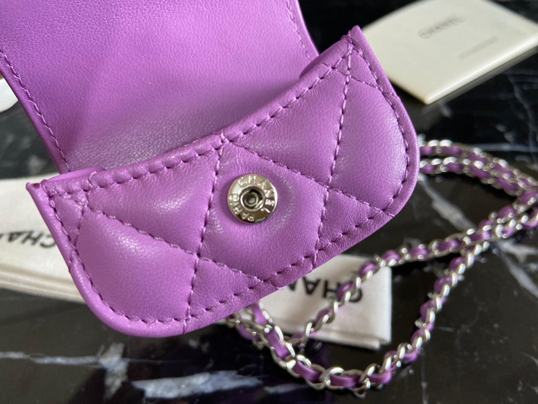 Chanel Purple Quilted Lambskin Nano Mini Flap Chain Bag (Custom)