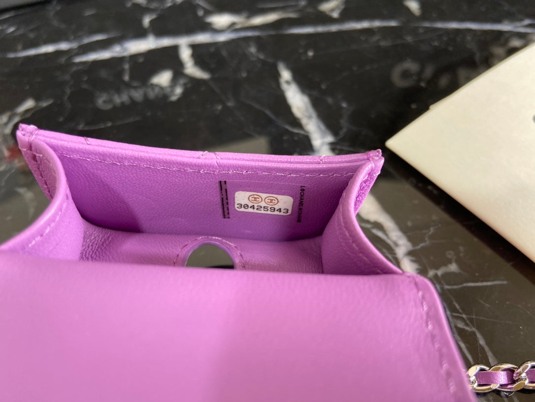 Chanel Purple Quilted Lambskin Nano Mini Flap Chain Bag (Custom)