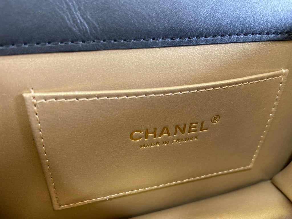 Chanel Black Quilted Lambskin Pearl & Gemstone CC Flap Chain Bag (Custom)
