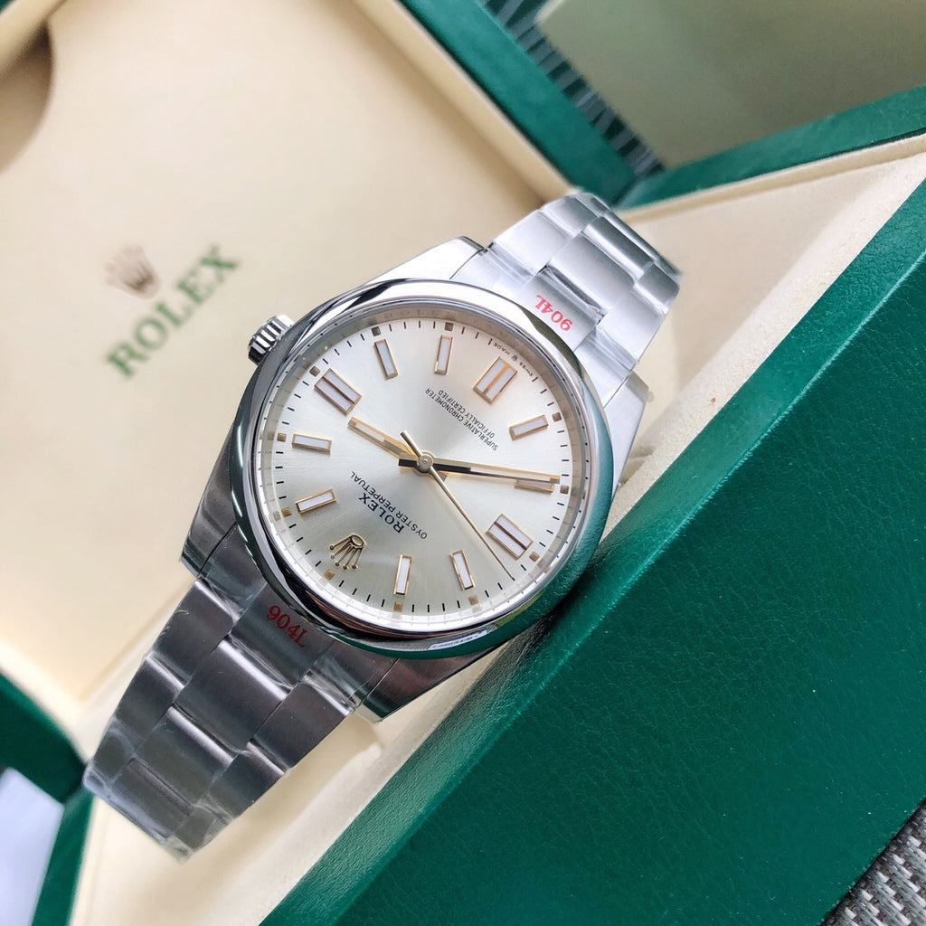 Rolex Oyster Perpetual 41 Silver Dial Stainless Steel Watch (Custom)