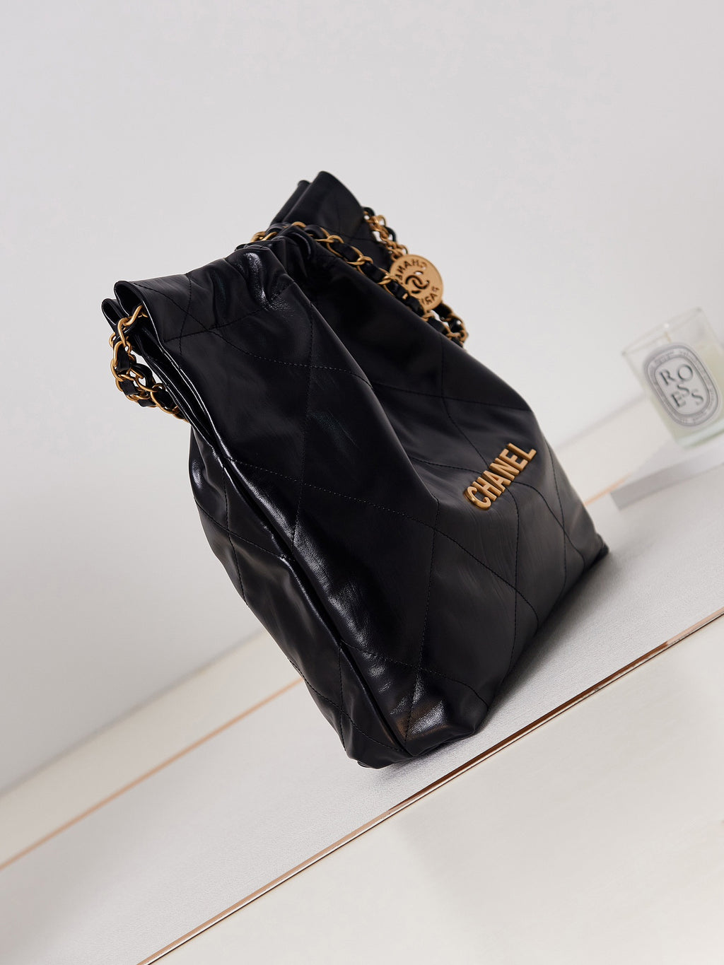 Chanel 22 Bag Black Calfskin Large Gold Hardware