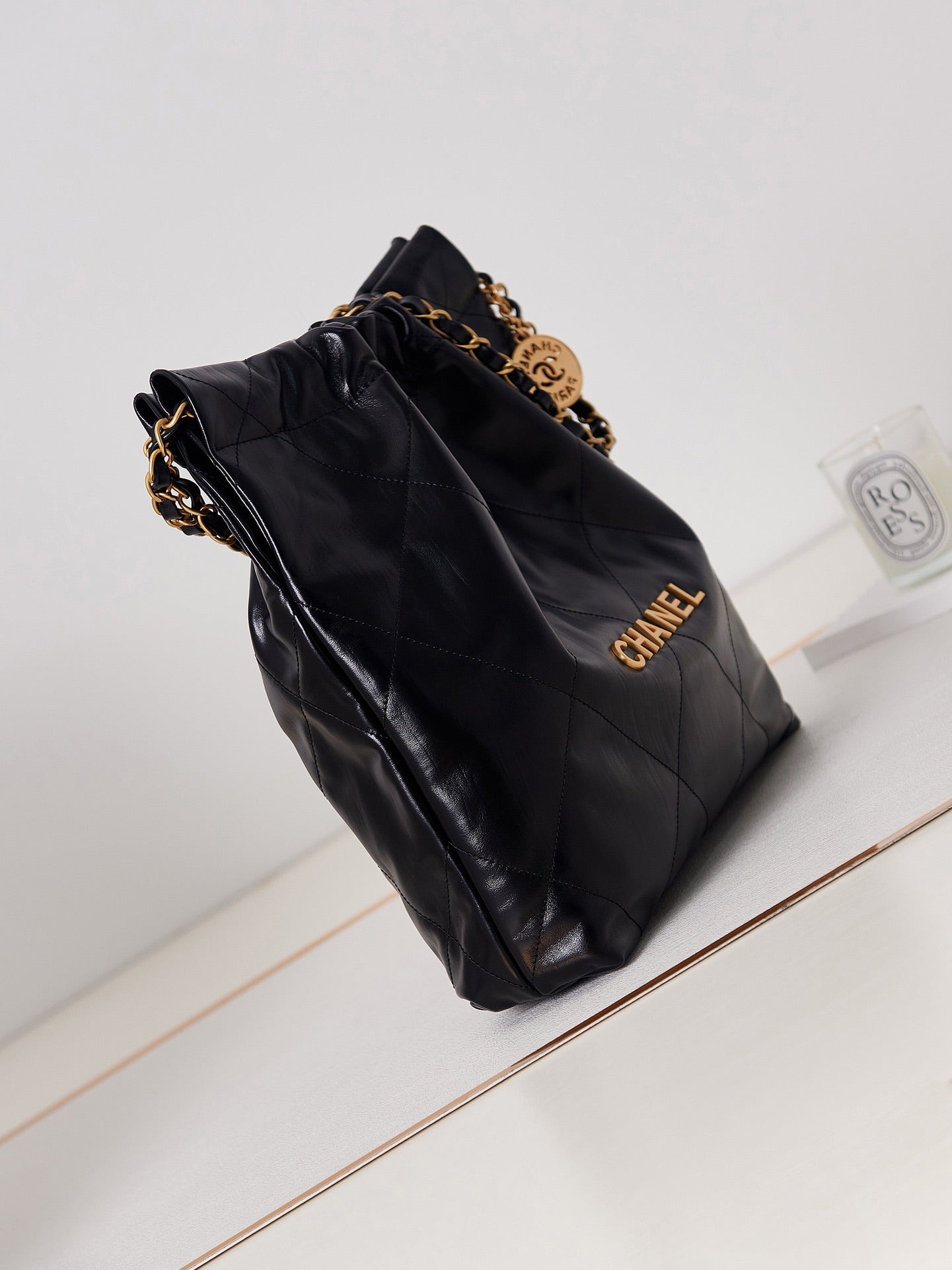 Chanel 22 Bag Black Calfskin Large Gold Hardware