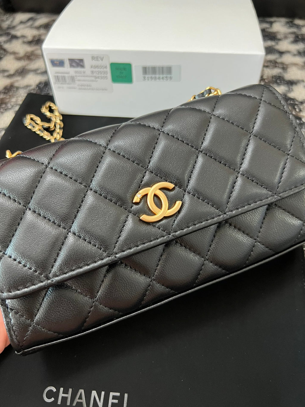 Chanel Black Quilted Lambskin Dual Lion Head Gold Chain Flap Bag (Custom)