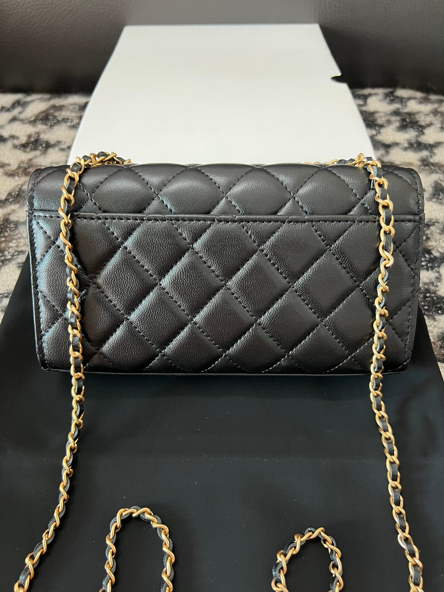 Chanel Black Quilted Lambskin Dual Lion Head Gold Chain Flap Bag (Custom)