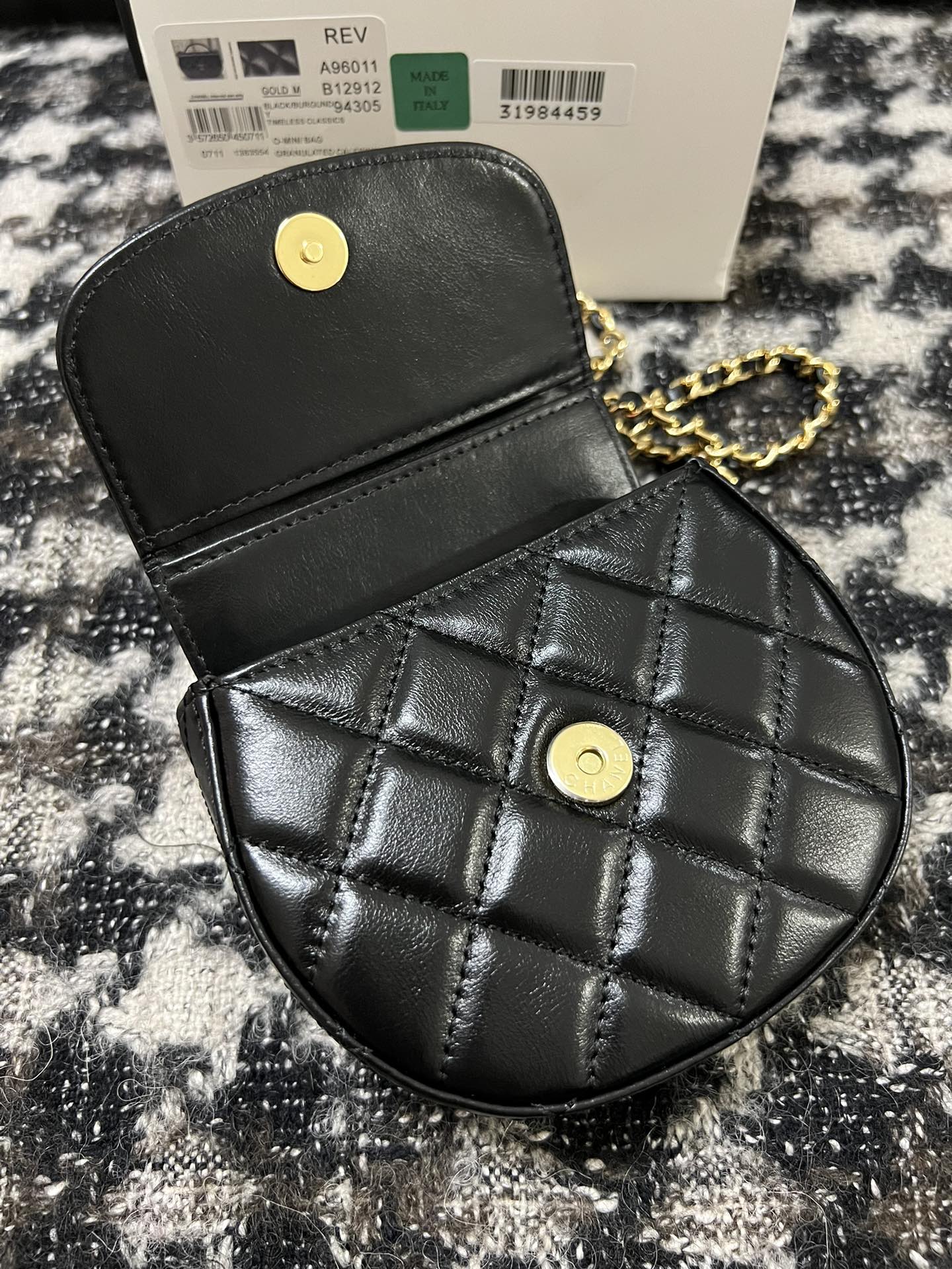 Chanel Black Quilted Calfskin Round Mini Top Handle Chain Bag (Custom)