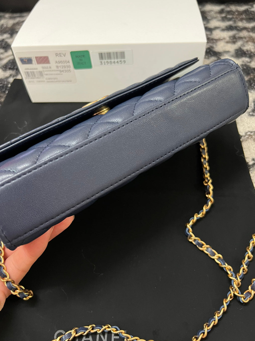 Chanel Navy Blue Quilted Lambskin Lion Head Chain Bag (Custom)