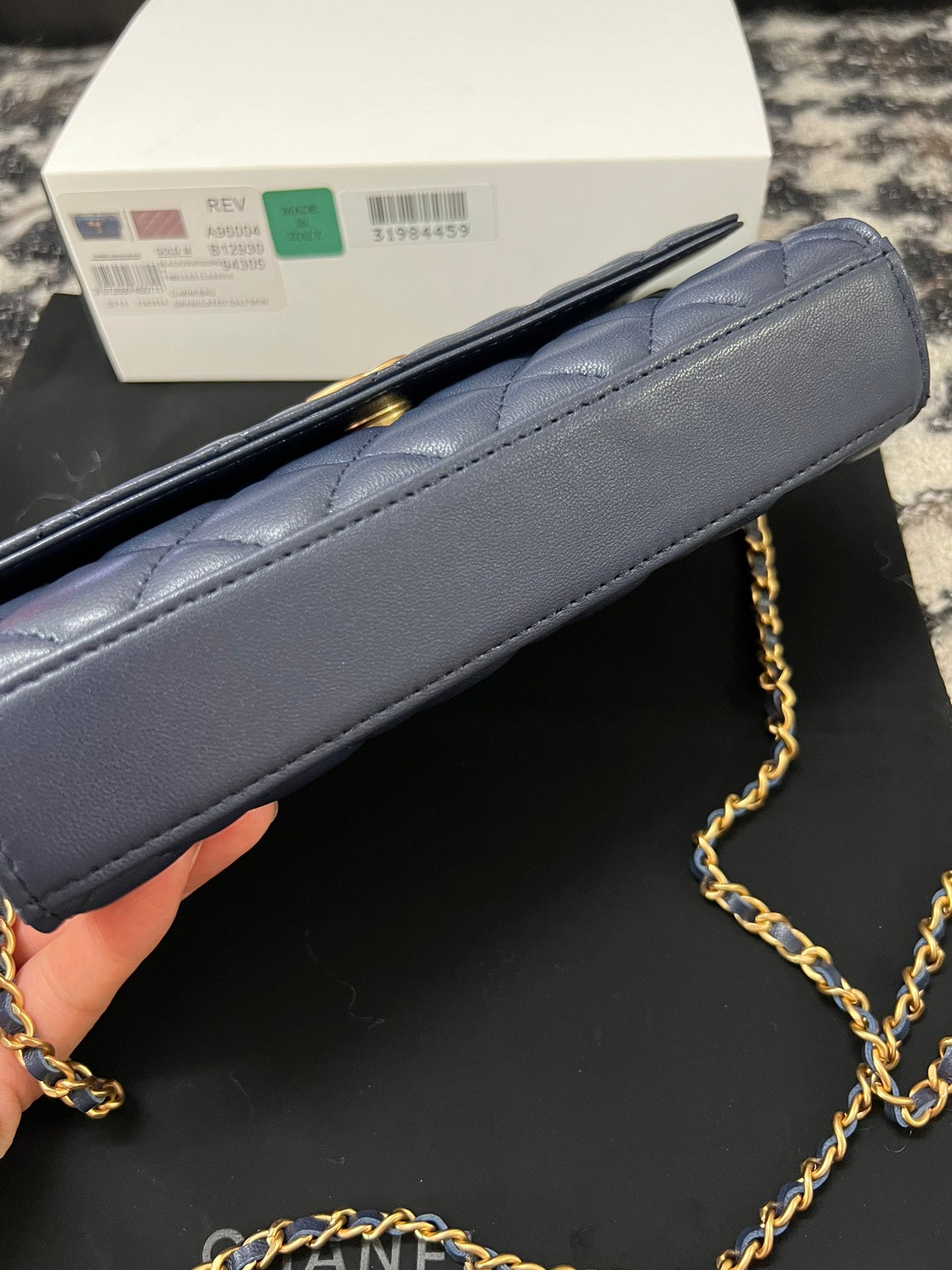 Chanel Navy Blue Quilted Lambskin Lion Head Chain Bag (Custom)