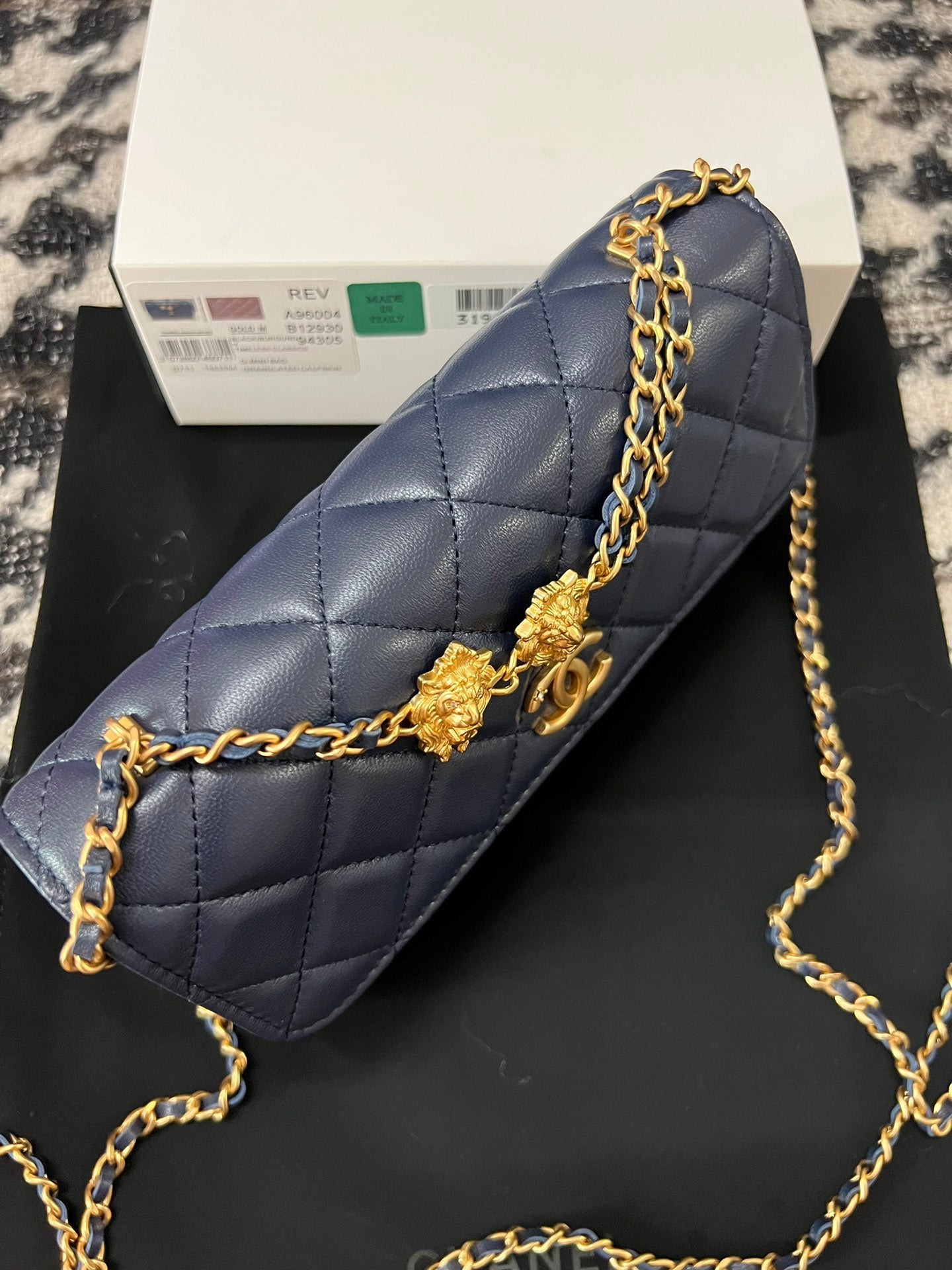 Chanel Navy Blue Quilted Lambskin Lion Head Chain Bag (Custom)
