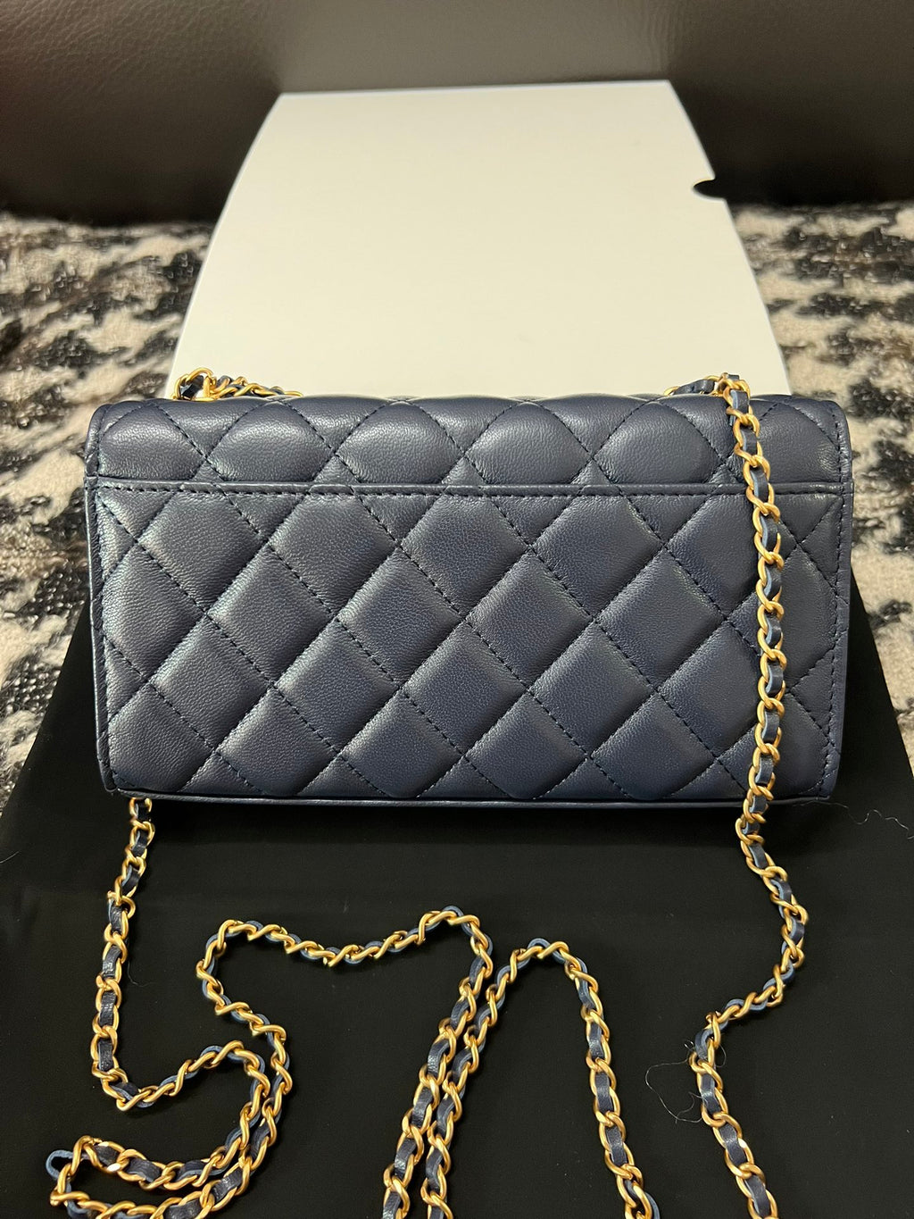 Chanel Navy Blue Quilted Lambskin Lion Head Chain Bag (Custom)