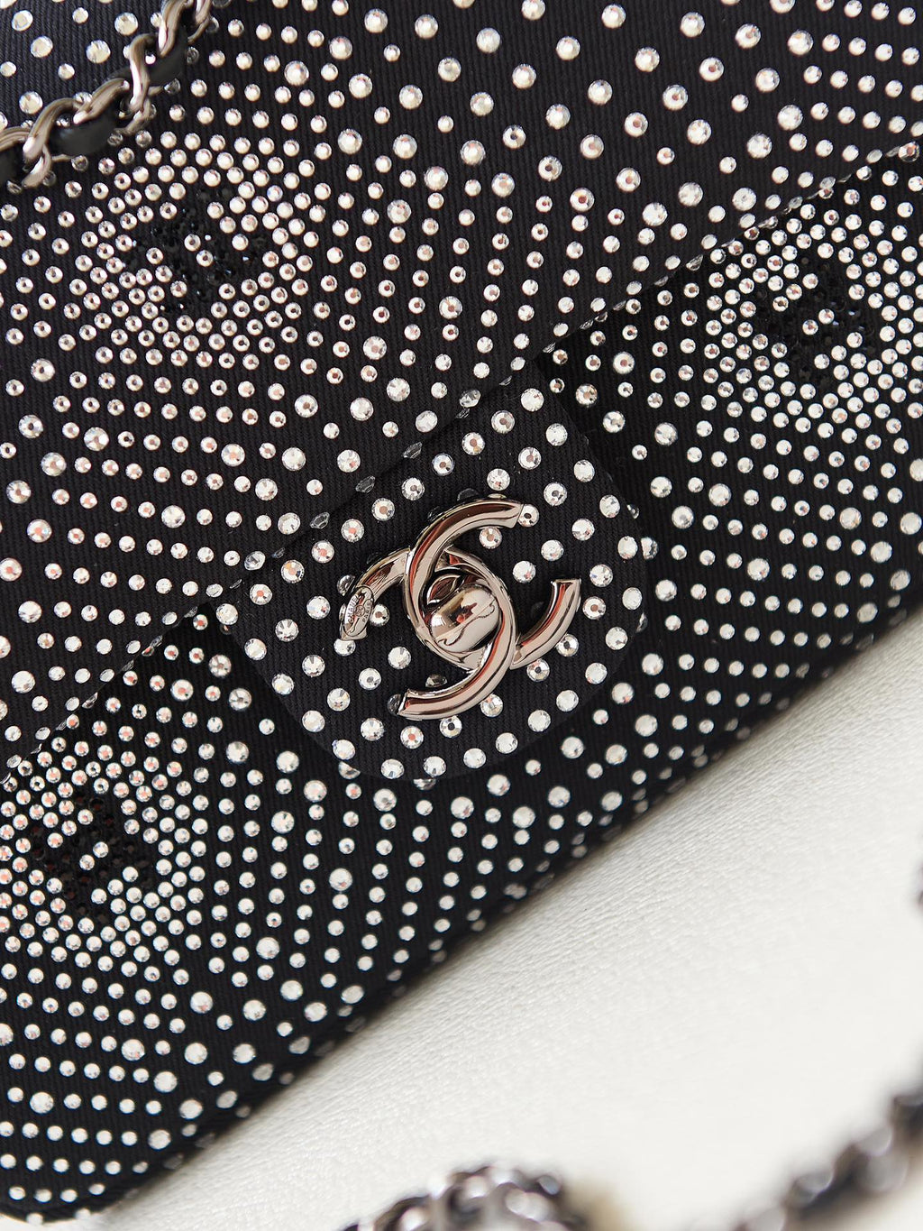 Chanel Classic Flap Crystal Embellished Black Mini Ruthenium Hardware