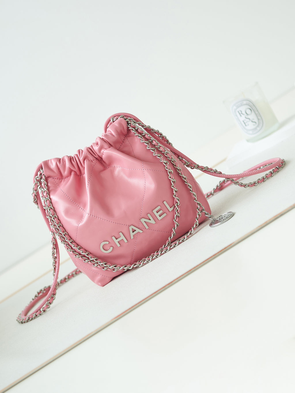 Chanel 22 Bag Pink Calfskin Mini Silver Hardware