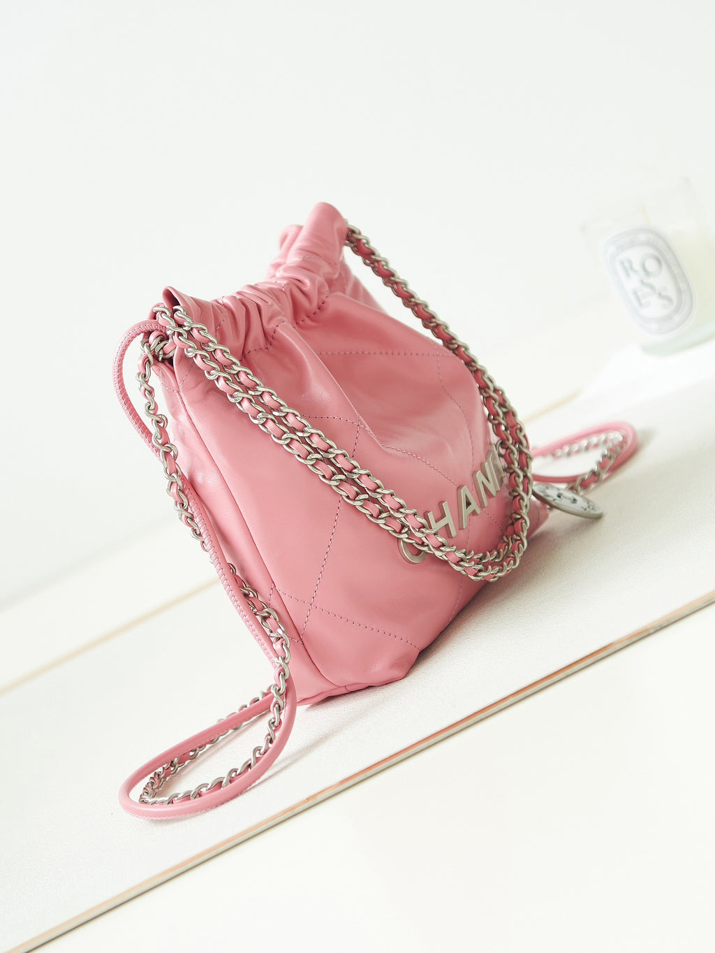 Chanel 22 Bag Pink Calfskin Mini Silver Hardware