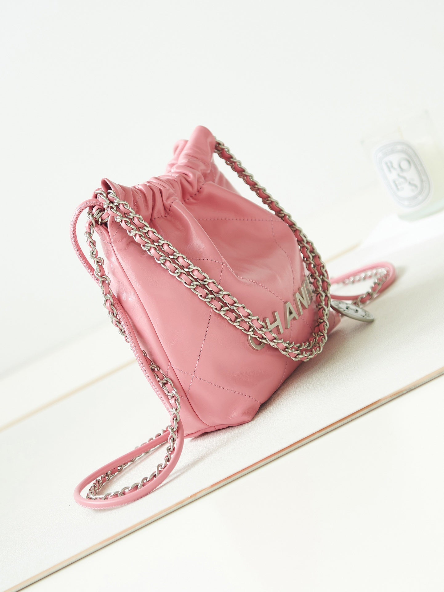 Chanel 22 Bag Pink Calfskin Mini Silver Hardware