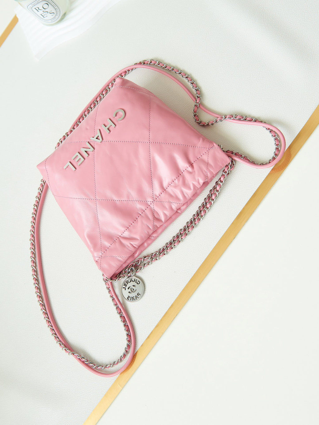 Chanel 22 Bag Pink Calfskin Mini Silver Hardware