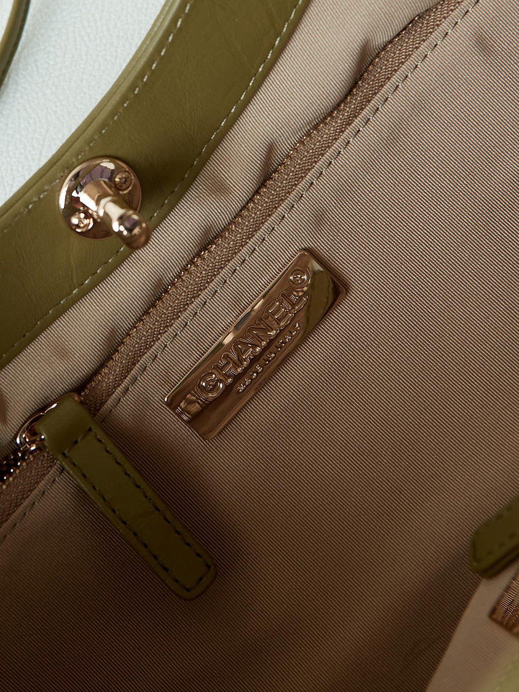 Chanel 31 Bag Olive Green Calfskin Large Gold Hardware