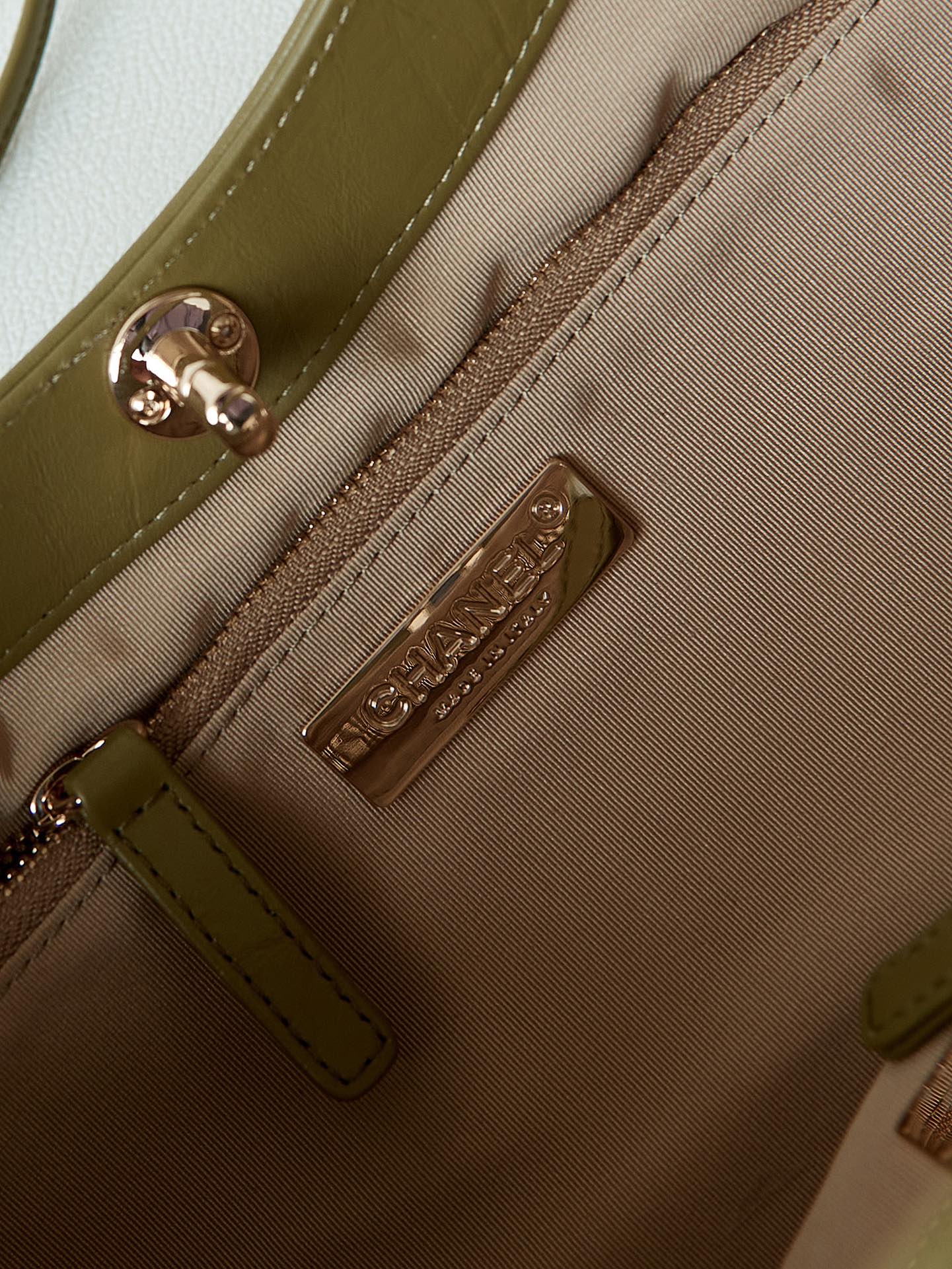Chanel 31 Bag Olive Green Calfskin Large Gold Hardware