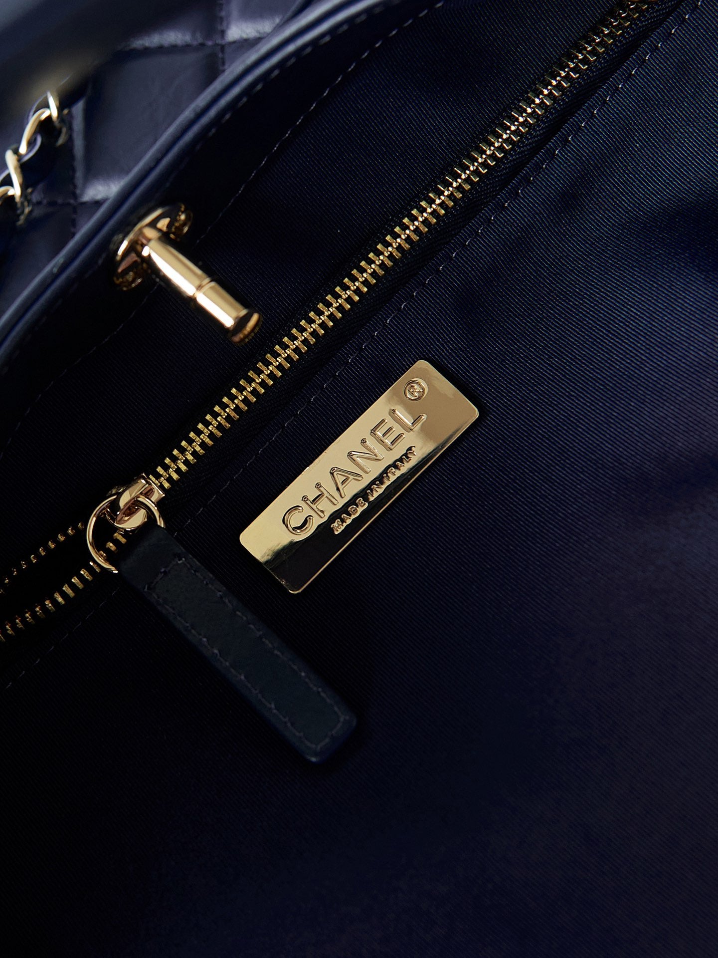 Chanel 31 Bag Navy Blue Lambskin Large Gold Hardware