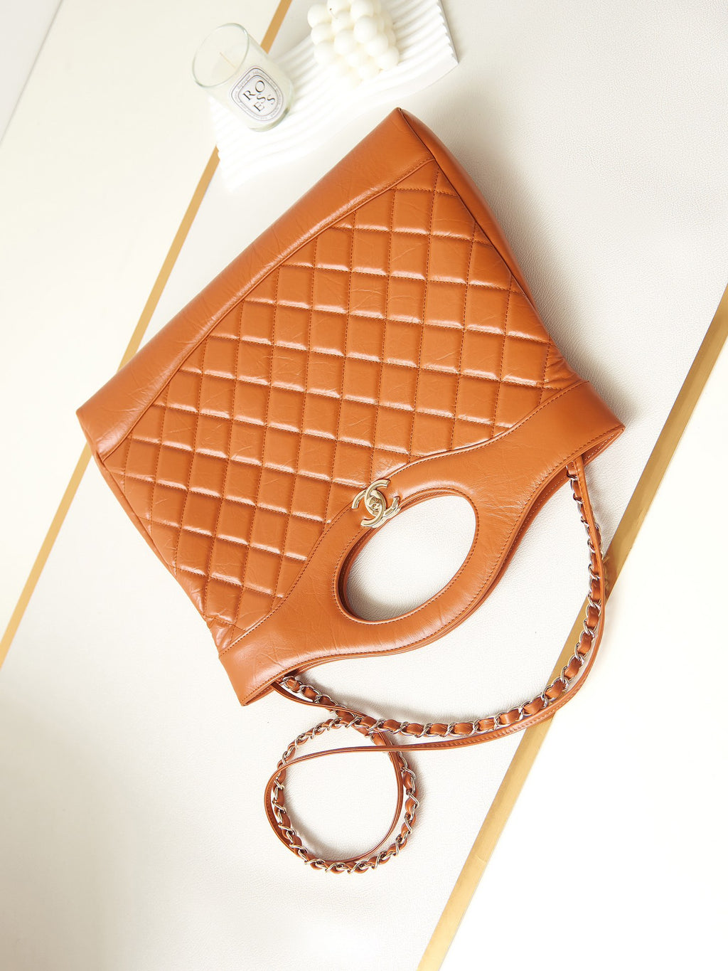 Chanel 31 Bag Caramel Brown Lambskin Large Gold Hardware