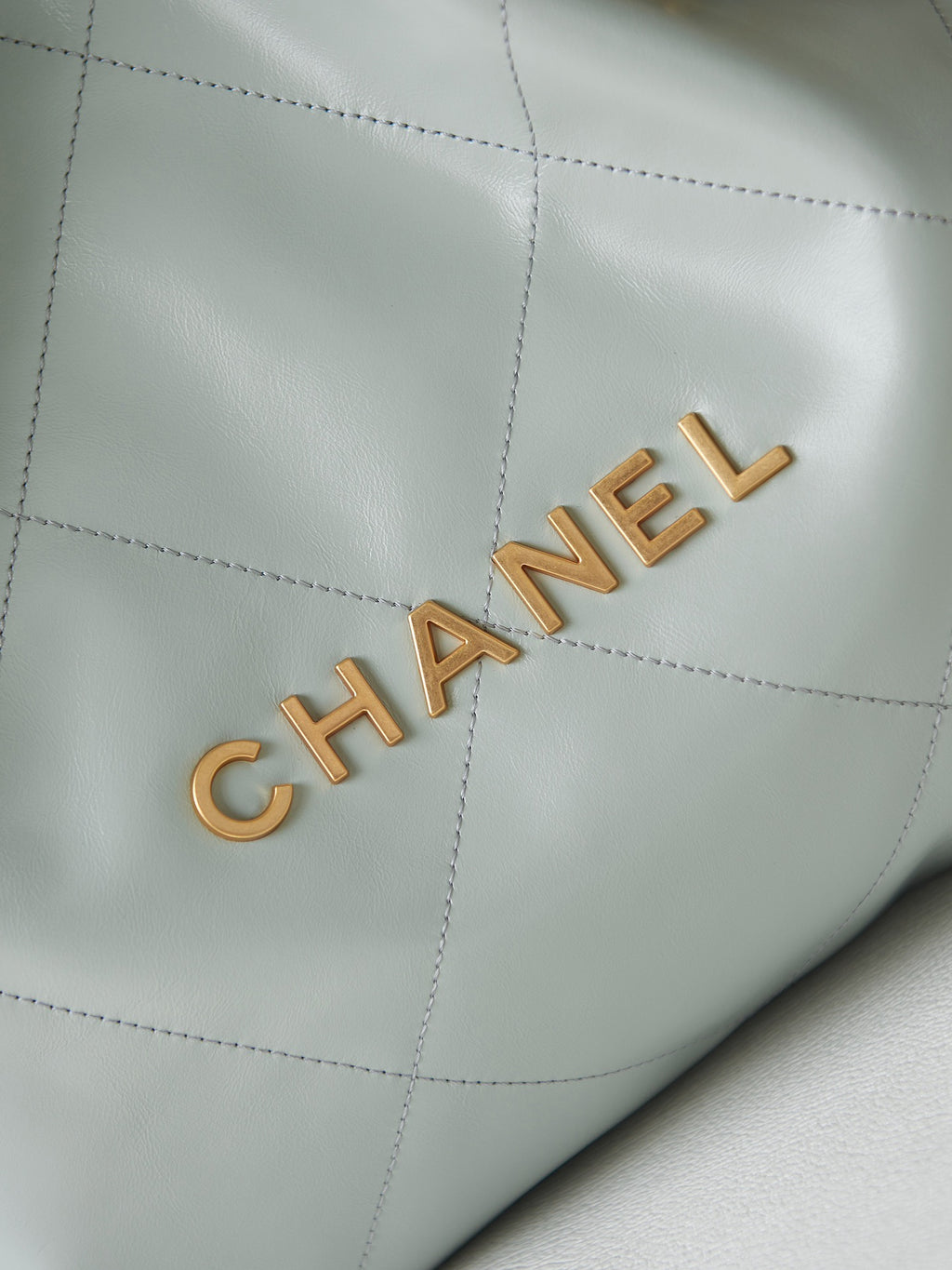 Chanel 22 Bag Mint Green Calfskin Large Gold Hardware