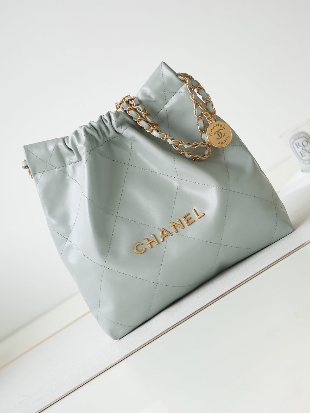 Chanel 22 Bag Mint Green Calfskin Large Gold Hardware