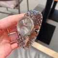 Omega De Ville Prestige Co-Axial Chronometer Silver Mother-of-Pearl Dial Diamond Bezel Diamond Markers Blue Cabochon Crown Panther Bracelet Ladies Watch (Custom)