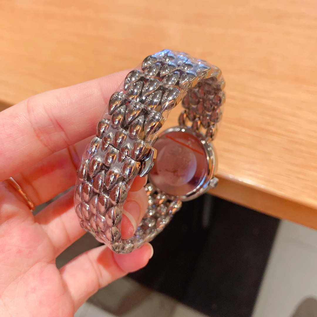 Omega De Ville Prestige Co-Axial Chronometer Silver Mother-of-Pearl Dial Diamond Bezel Diamond Markers Blue Cabochon Crown Panther Bracelet Ladies Watch (Custom)