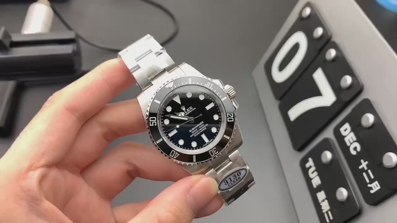 Rolex Submariner No-Date Black Ceramic Bezel Black Dial Stainless Steel Watch (Custom)