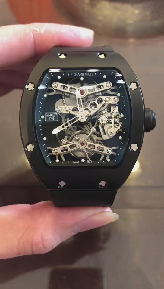 Richard Mille RM027 RN All Black Ceramic Skeleton Tourbillon Watch (Custom)